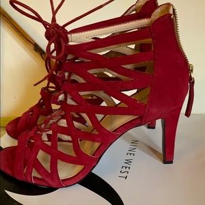 Nine West ..red suede sandals